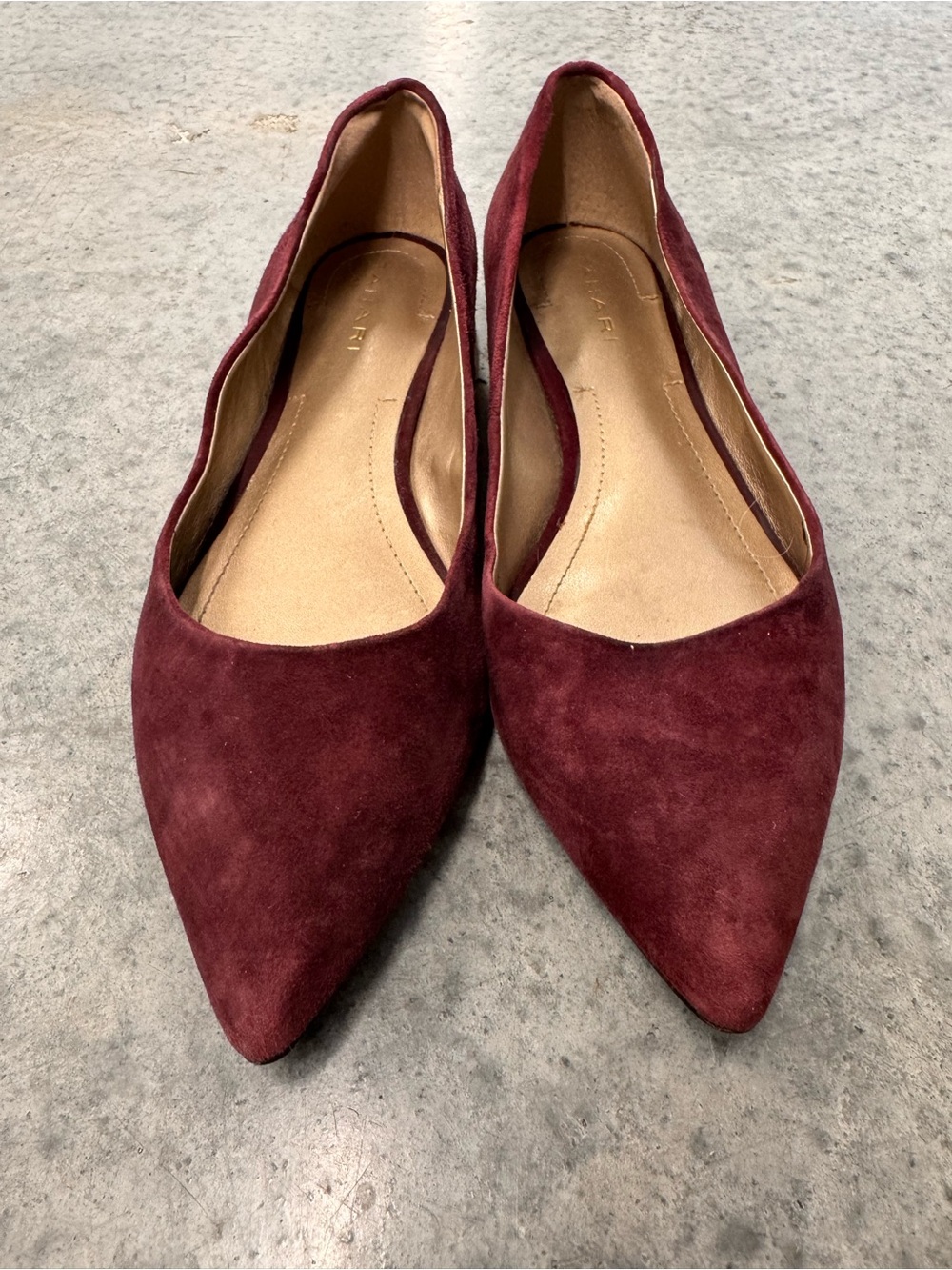 Tahari Wine Burgundy Pointed Toe Slip-On Flats